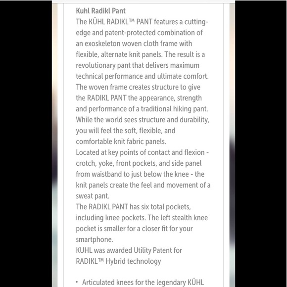 KÜHL Radikl Navy Blue Pants. Size 38 - Picture 8 of 8